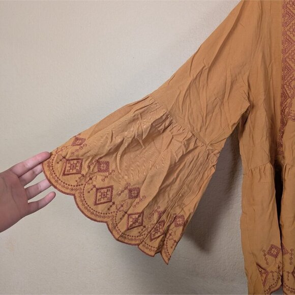 Cato Women's Peasant Top Embroidered Flare Sleeve Cottagecore 18/20W - Picture 3 of 9